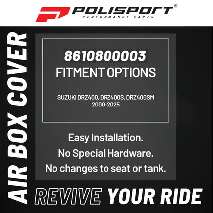 Polisport Restyle Airbox Cover-Modern Upgrade for Suzuki DRZ400, DRZ400S, DRZ400SM Dual Sport & Supermoto Bikes (00-25)  - High-Impact White Polypropylene, Superior Durability, Easy OEM Installation