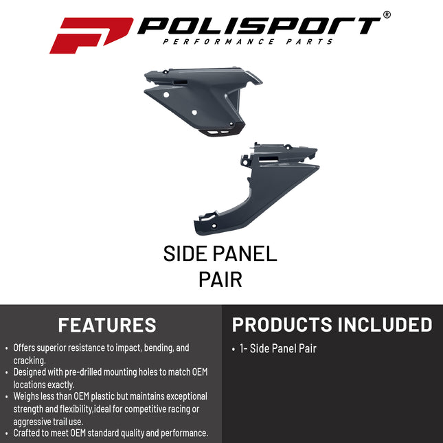 Polisport Motocross (MX) Replica Plastics Side Panels for Sherco SE/SEF (2025) Dirt Bike - OEM Quality, Durable, Flexible & Perfect Fit - Nardo Grey
