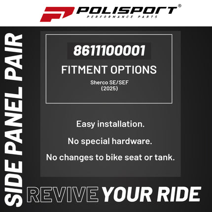 Polisport Motocross (MX) Replica Plastics Side Panels for Sherco SE/SEF (2025) Dirt Bike - OEM Quality, Durable, Flexible & Perfect Fit - Nardo Grey