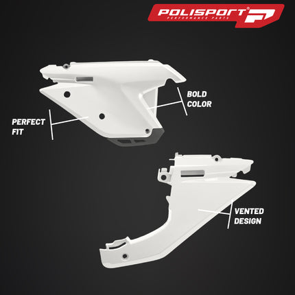 Polisport Motocross (MX) Replica Plastics Side Panels for Sherco SE/SEF (2025) Dirt Bike - OEM Quality, Durable, Flexible & Perfect Fit - White