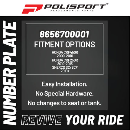 Polisport Motocross Motorcycles (MX) Number Plate for Honda CRF250R (2010-2013 & 2019-2023), CRF450R (2009-2012) Dirt Bikes - OEM Replica in Durable Gloss Polypropylene (DGP) - White