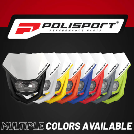 Polisport Halo Headlight for Motorbikes, Dirt Bikes, Motorcycles (MX, Enduro Racing & Riding) - LED Headlight, Universal Mounting System, DOT, ECE, & SAE Certified - White/Black