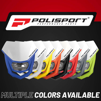 Polisport Halo Headlight for Motorbikes, Dirt Bikes, Motorcycles (MX, Enduro Racing & Riding) - LED Headlight, Universal Mounting System, DOT, ECE, & SAE Certified - White/Blue