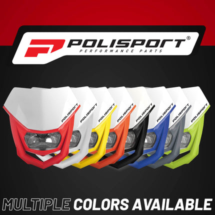 Polisport Halo Headlight for Motorbikes, Dirt Bikes, Motorcycles (MX, Enduro Racing & Riding) - LED Headlight, Universal Mounting System, DOT, ECE, & SAE Certified - White/Red