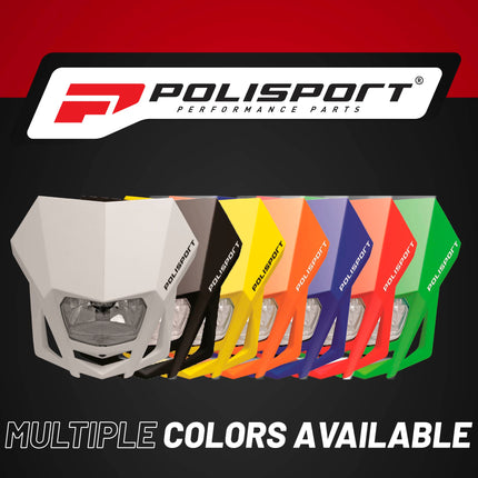 Polisport LMX Halogen Motorcycle Headlight - Universal Fitment,  Powerful and Durable Front Light for Enduro, Off-Road, and Street Bikes - Superior Night Visibility with Bright Halogen Bulb - White
