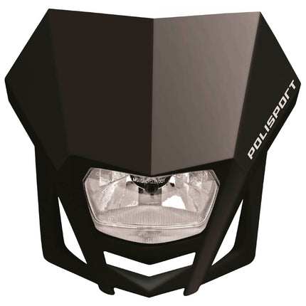 Polisport LMX Halogen Motorcycle Headlight - Universal Fitment,  Powerful and Durable Front Light for Enduro, Off-Road, and Street Bikes - Superior Night Visibility with Bright Halogen Bulb - Black
