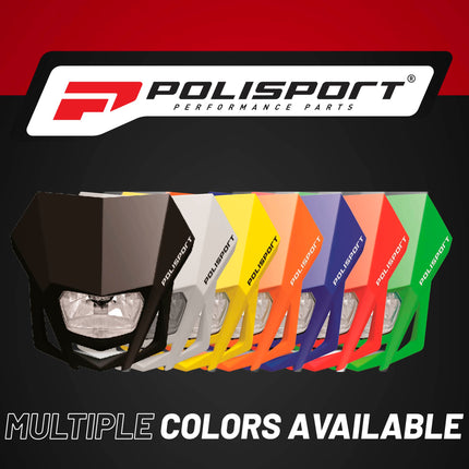 Polisport LMX Halogen Motorcycle Headlight - Universal Fitment,  Powerful and Durable Front Light for Enduro, Off-Road, and Street Bikes - Superior Night Visibility with Bright Halogen Bulb - Black