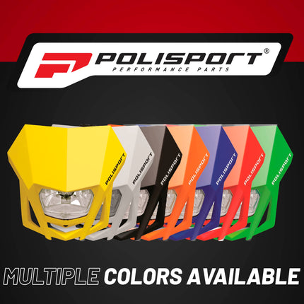 Polisport LMX Halogen Motorcycle Headlight - Universal Fitment,  Powerful and Durable Front Light for Enduro, Off-Road, and Street Bikes - Superior Night Visibility with Bright Halogen Bulb - Yellow