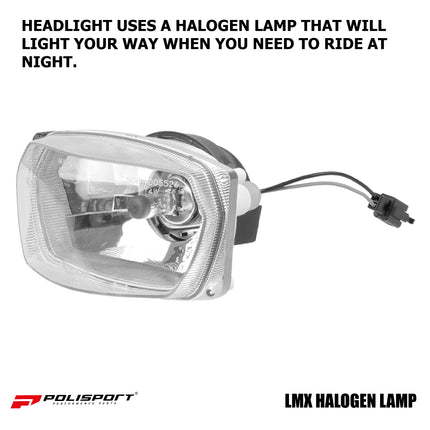 Polisport LMX Halogen Motorcycle Headlight - Universal Fitment,  Powerful and Durable Front Light for Enduro, Off-Road, and Street Bikes - Superior Night Visibility with Bright Halogen Bulb - Yellow