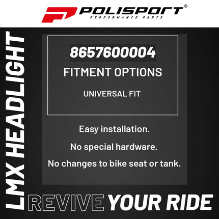 Polisport LMX Halogen Motorcycle Headlight - Universal Fitment,  Powerful and Durable Front Light for Enduro, Off-Road, and Street Bikes - Superior Night Visibility with Bright Halogen Bulb - Orange