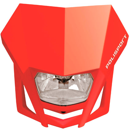 Polisport LMX Halogen Motorcycle Headlight - Universal Fitment,  Powerful and Durable Front Light for Enduro, Off-Road, and Street Bikes - Superior Night Visibility with Bright Halogen Bulb - Red