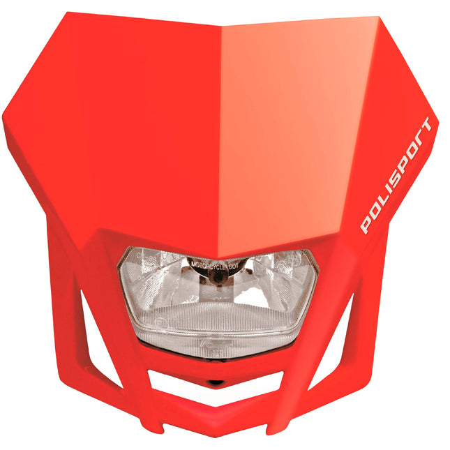 Polisport LMX Halogen Motorcycle Headlight - Universal Fitment,  Powerful and Durable Front Light for Enduro, Off-Road, and Street Bikes - Superior Night Visibility with Bright Halogen Bulb - Red