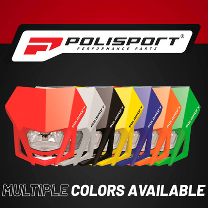 Polisport LMX Halogen Motorcycle Headlight - Universal Fitment,  Powerful and Durable Front Light for Enduro, Off-Road, and Street Bikes - Superior Night Visibility with Bright Halogen Bulb - Red