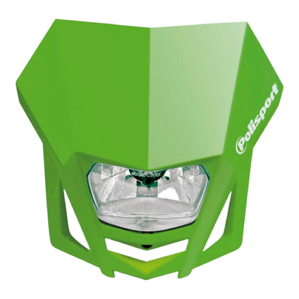 Polisport LMX Halogen Headlight for Motorcycles - Superior Night Riding Companion with Bright Halogen Lamp (Green)