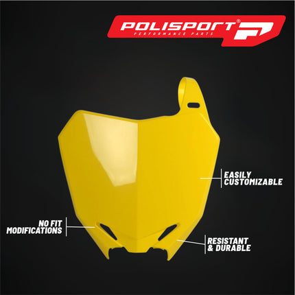 Polisport Motocross Motorcycles (MX) Number Plate for Suzuki RMZ250 (2010-2018), RMZ450 (2008-2017) Dirt Bikes - OEM Replica in Durable Gloss Polypropylene (DGP) - Yellow