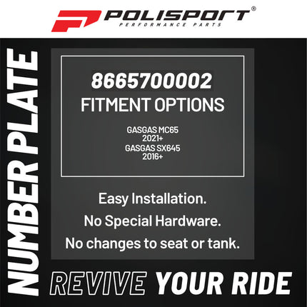 Polisport Motocross Motorcycles (MX) Number Plate - Fits GasGas MC 65 (21-2023) Dirt Bikes - OEM Replica in Durable Gloss Polypropylene (DGP), Motocross Plastics - Red