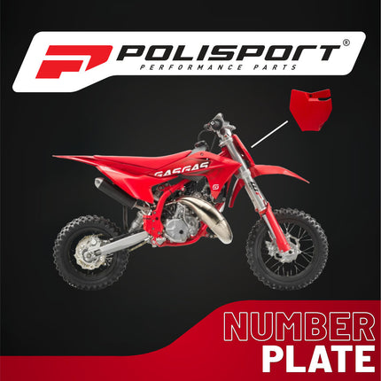 Polisport Motocross Motorcycles (MX) Number Plate - Fits GasGas MC 65 (21-2023) Dirt Bikes - OEM Replica in Durable Gloss Polypropylene (DGP), Motocross Plastics - Red