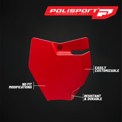Polisport Motocross Motorcycles (MX) Number Plate - Fits GasGas MC 65 (21-2023) Dirt Bikes - OEM Replica in Durable Gloss Polypropylene (DGP), Motocross Plastics - Red