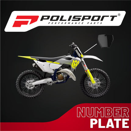 Polisport Motocross Motorcycles (MX) Number Plate for Husqvarna TC125, FC250/350/450 (2016-2018) Dirt Bikes - OEM Replica in Durable Gloss Polypropylene (DGP), Motocross Plastics - Black