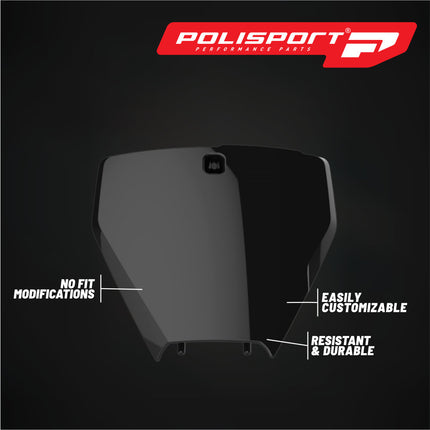 Polisport Motocross Motorcycles (MX) Number Plate for Husqvarna TC125, FC250/350/450 (2016-2018) Dirt Bikes - OEM Replica in Durable Gloss Polypropylene (DGP), Motocross Plastics - Black
