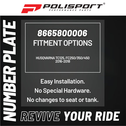 Polisport Motocross Motorcycles (MX) Number Plate for Husqvarna TC125, FC250/350/450 (2016-2018) Dirt Bikes - OEM Replica in Durable Gloss Polypropylene (DGP), Motocross Plastics - Grey
