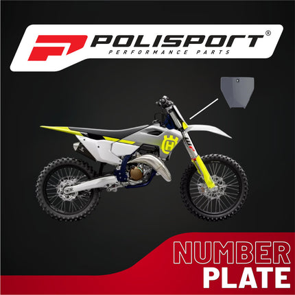 Polisport Motocross Motorcycles (MX) Number Plate for Husqvarna TC125, FC250/350/450 (2016-2018) Dirt Bikes - OEM Replica in Durable Gloss Polypropylene (DGP), Motocross Plastics - Grey