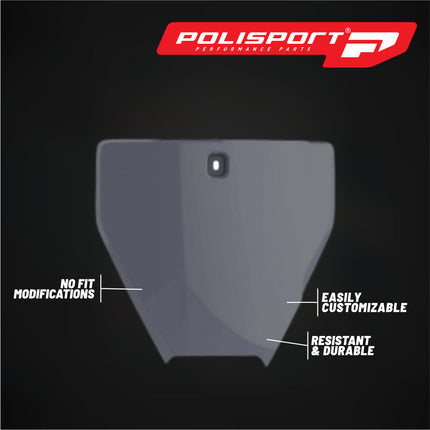 Polisport Motocross Motorcycles (MX) Number Plate for Husqvarna TC125, FC250/350/450 (2016-2018) Dirt Bikes - OEM Replica in Durable Gloss Polypropylene (DGP), Motocross Plastics - Grey