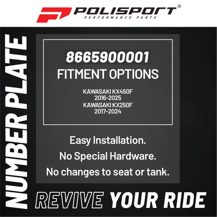 Polisport Motocross Motorcycles (MX) Number Plate for Kawasaki KX450F (2016-2025), KX250F (2017-2024) Dirt Bikes - OEM Replica in Durable Gloss Polypropylene (DGP), Motocross Plastics - Green