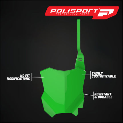 Polisport Motocross Motorcycles (MX) Number Plate for Kawasaki KX450F (2016-2025), KX250F (2017-2024) Dirt Bikes - OEM Replica in Durable Gloss Polypropylene (DGP), Motocross Plastics - Green