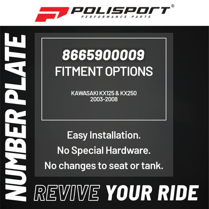 Polisport Motocross Motorcycles (MX) Number Plate for Kawasaki KX125 & KX250 (2003-2008) Dirt Bikes - Lightweight, Impact-Resistant Motocross Dirt Bike Fender Plate - White