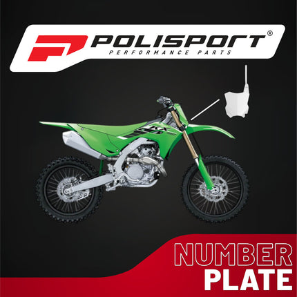 Polisport Motocross Motorcycles (MX) Number Plate for Kawasaki KX125 & KX250 (2003-2008) Dirt Bikes - Lightweight, Impact-Resistant Motocross Dirt Bike Fender Plate - White