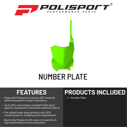Polisport Motocross Motorcycles (MX) Number Plate for Kawasaki KX125 & KX250 (2003-2008) Dirt Bikes - Lightweight, Impact-Resistant Motocross Dirt Bike Fender Plate - Green