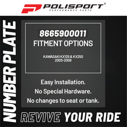 Polisport Motocross Motorcycles (MX) Number Plate for Kawasaki KX125 & KX250 (2003-2008) Dirt Bikes - Lightweight, Impact-Resistant Motocross Dirt Bike Fender Plate - White