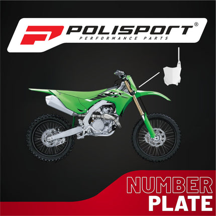 Polisport Motocross Motorcycles (MX) Number Plate for Kawasaki KX125 & KX250 (2003-2008) Dirt Bikes - Lightweight, Impact-Resistant Motocross Dirt Bike Fender Plate - White