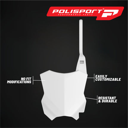 Polisport Motocross Motorcycles (MX) Number Plate for Kawasaki KX125 & KX250 (2003-2008) Dirt Bikes - Lightweight, Impact-Resistant Motocross Dirt Bike Fender Plate - White