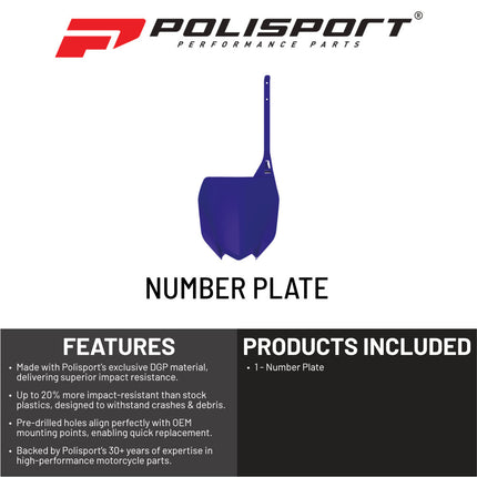 Polisport Motocross Motorcycles (MX) Number Plate for Yamaha YZ450F (2018-2022), YZ250F (2019-2023), YZ450FX (2019-2023), YZ250FX (2020-2024) Dirt Bikes - Motocross Dirt Bike Fender - Blue