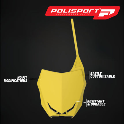 Polisport Motocross Motorcycles (MX) Number Plate for Suzuki RMZ450 (2018-2024) & RMZ250 (2019-2024) Dirt Bikes - Lightweight, Impact-Resistant Motocross Dirt Bike Fender Plate - Yellow