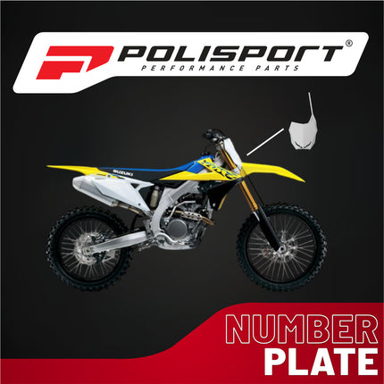 Polisport Motocross Motorcycles (MX) Number Plate for Suzuki RMZ450 (2018-2024) & RMZ250 (2019-2024) Dirt Bikes - Lightweight, Impact-Resistant Motocross Dirt Bike Fender Plate - White