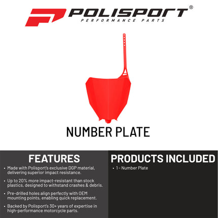 Polisport Motocross Motorcycles (MX) Number Plate for Honda CR125R & CR250R (2002-2007), CRF- (2018) Dirt Bikes - Inspired Design, Injection-Molded OEM Fit, High-Impact Resistance - Red