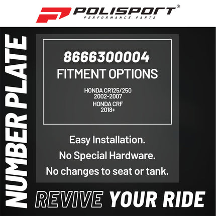 Polisport Motocross Motorcycles (MX) Number Plate for Honda CR125R & CR250R (2002-2007), CRF- (2018) Dirt Bikes - Inspired Design, Injection-Molded OEM Fit, High-Impact Resistance - Red