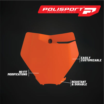 Polisport Motocross Motorcycles (MX) Number Plate for KTM SX125/150/250/300, SXF250/350/450, XC125/250/300, XCF250/350/450, SMR450 (2019-2022) Dirt Bikes - Orange