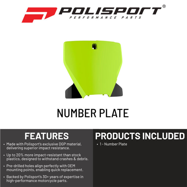 Polisport Motocross Motorcycles (MX) Number Plate for Husqvarna TC125, FC250, FC350, FC450 (2019) Dirt Bikes - Durable Gloss Polypropylene (DGP), High-Impact Resistance, Lightweight - Yellow
