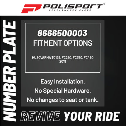 Polisport Motocross Motorcycles (MX) Number Plate for Husqvarna TC125, FC250, FC350, FC450 (2019) Dirt Bikes - Durable Gloss Polypropylene (DGP), High-Impact Resistance, Lightweight - Yellow