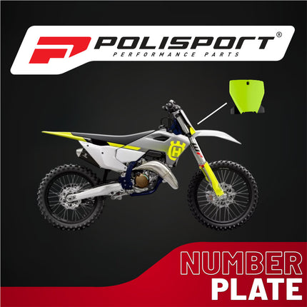 Polisport Motocross Motorcycles (MX) Number Plate for Husqvarna TC125, FC250, FC350, FC450 (2019) Dirt Bikes - Durable Gloss Polypropylene (DGP), High-Impact Resistance, Lightweight - Yellow