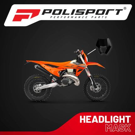Polisport Headlight Mask for Motorbikes, Motocross, Motorcycles (MX, Enduro Racing & Riding) - Fits KTM EXC/EXC?F/XC?W/XCF?W (2008-13) - OEM?Fit Impact-Resistant Plastic, Durable and Flexible - Blk