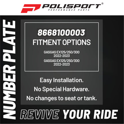 Polisport Motocross Motorcycles (MX) Number Plate for GasGas EX125/250/300 (2022-2023) , EX-F250/300/350/450, EC250/300/350F (2021-2023) , MC125/250F/450F (2021-2023) Dirt Bikes - Red