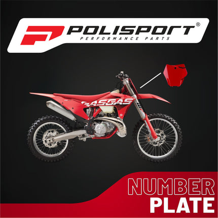 Polisport Motocross Motorcycles (MX) Number Plate for GasGas EX125/250/300 (2022-2023) , EX-F250/300/350/450, EC250/300/350F (2021-2023) , MC125/250F/450F (2021-2023) Dirt Bikes - Red