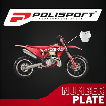 Polisport Motocross Motorcycles (MX) Number Plate for GasGas EX125/250/300 (2022-2023) , EX-F250/300/350/450, EC250/300/350F (2021-2023) , MC125/250F/450F (2021-2023) Dirt Bikes - White