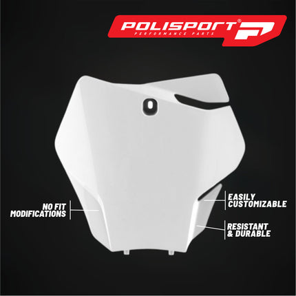 Polisport Motocross Motorcycles (MX) Number Plate for GasGas EX125/250/300 (2022-2023) , EX-F250/300/350/450, EC250/300/350F (2021-2023) , MC125/250F/450F (2021-2023) Dirt Bikes - White
