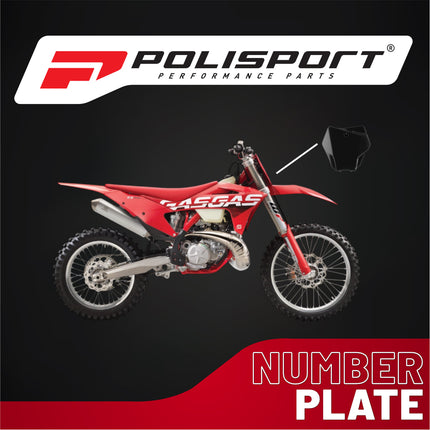 Polisport Motocross Motorcycles (MX) Number Plate for GasGas EX125/250/300 (2022-2023) , EX-F250/300/350/450, EC250/300/350F (2021-2023) , MC125/250F/450F (2021-2023) Dirt Bikes - Black